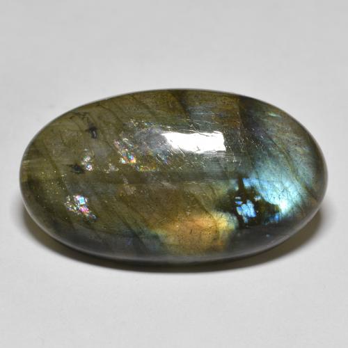 Labradorite Multicolore naturelle Coupe ovale, 32.48 ct, Translucide