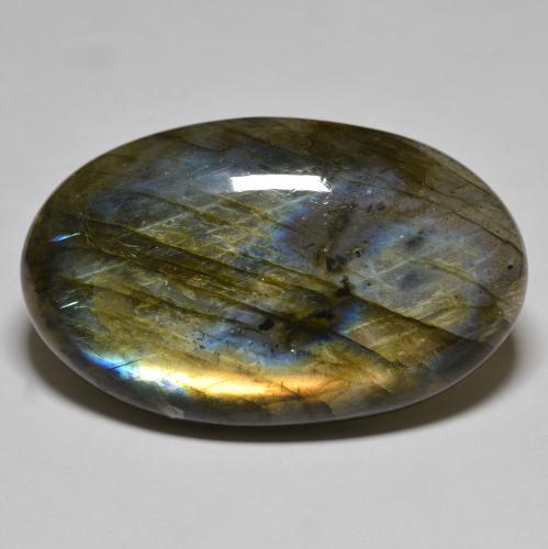 Labradorite multicolore naturelle coupe ovale, 76,91 ct, translucide