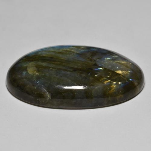 Labradorite multicolore naturelle coupe ovale, 76,91 ct, translucide