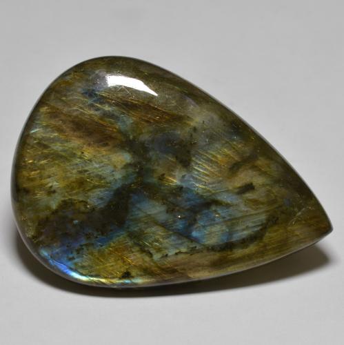 Labradorite Multicolore naturelle En forme de poire, 66.57 ct, Translucide
