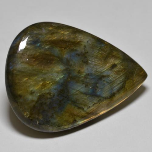 Labradorite Multicolore naturelle En forme de poire, 66.57 ct, Translucide
