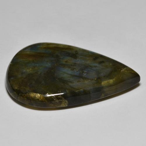 Labradorite Multicolore naturelle En forme de poire, 66.57 ct, Translucide