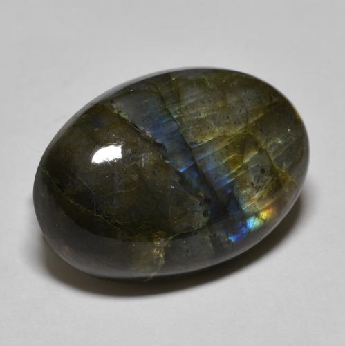 Labradorite multicolore naturelle coupe ovale, 20,40 ct, translucide