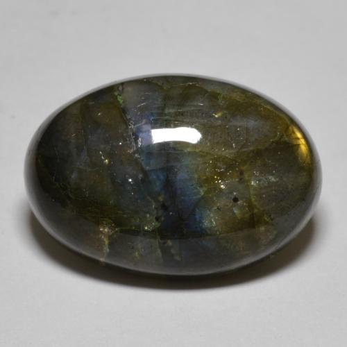 Labradorite multicolore naturelle coupe ovale, 20,40 ct, translucide