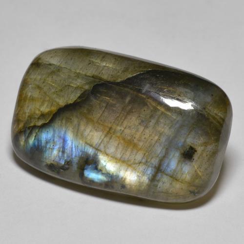 Labradorite multicolore naturelle coupe coussin, 26,00 ct, translucide