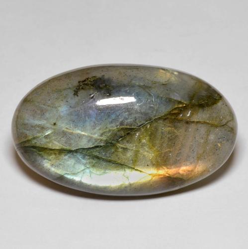 Labradorite multicolore naturelle coupe ovale, 24,23 ct, opaque