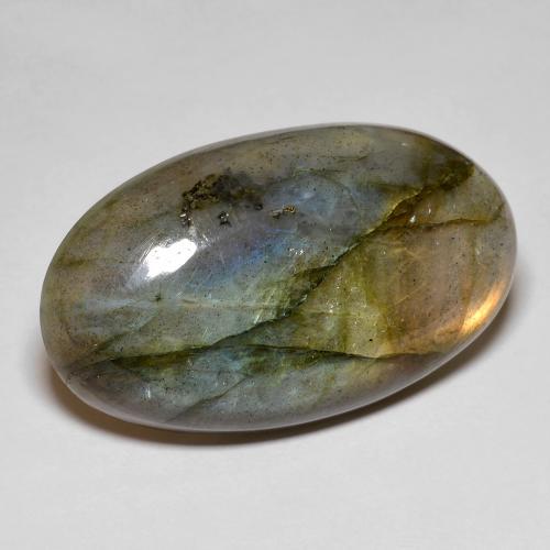 Labradorite multicolore naturelle coupe ovale, 24,23 ct, opaque