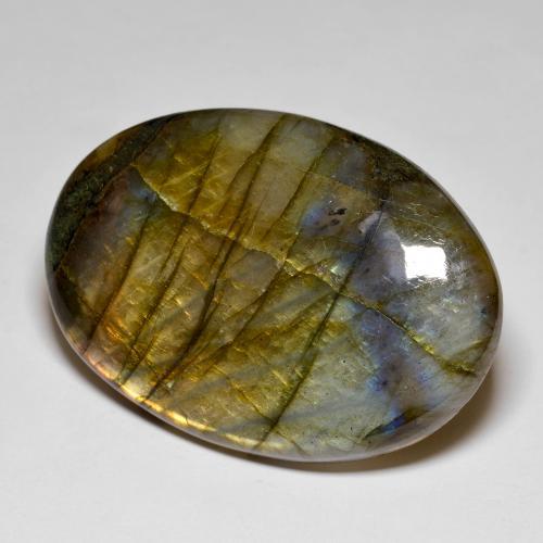 Labradorite multicolore naturelle coupe ovale, 93,87 ct, opaque