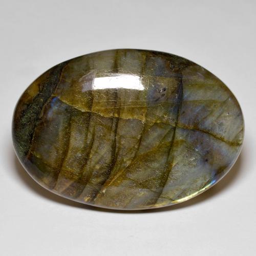 Labradorite multicolore naturelle coupe ovale, 93,87 ct, opaque