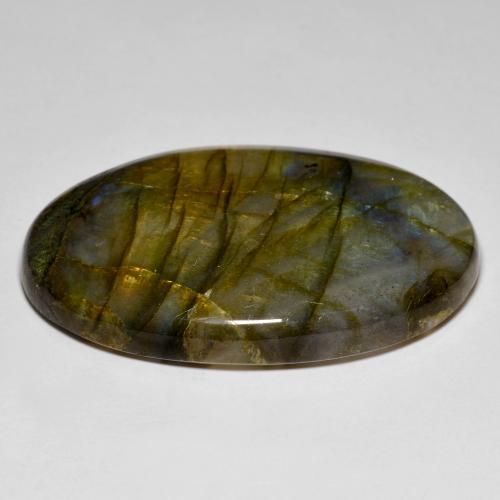 Labradorite multicolore naturelle coupe ovale, 93,87 ct, opaque