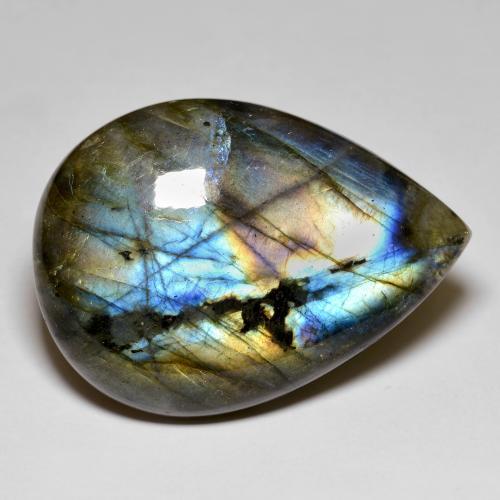 Labradorite Multicolore naturelle En forme de poire, 78.89 ct, Opaque