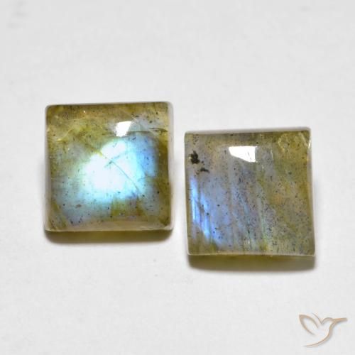 4.61ctw Naturel Multicolore Labradorite, Carré, Translucide