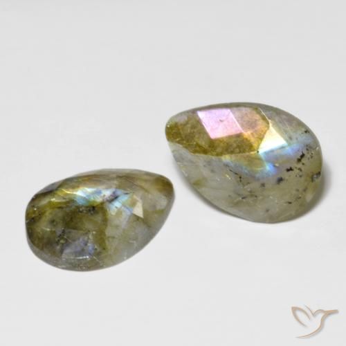 15.67ctw Naturel Multicolore Labradorite, En forme de poire, Translucide