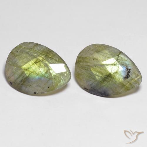 13.42ctw Naturel Multicolore Labradorite, En forme de poire, Translucide