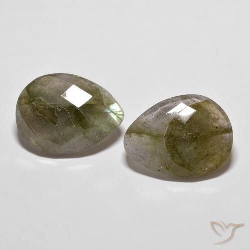 11.87ctw Naturel Multicolore Labradorite, En forme de poire, Translucide