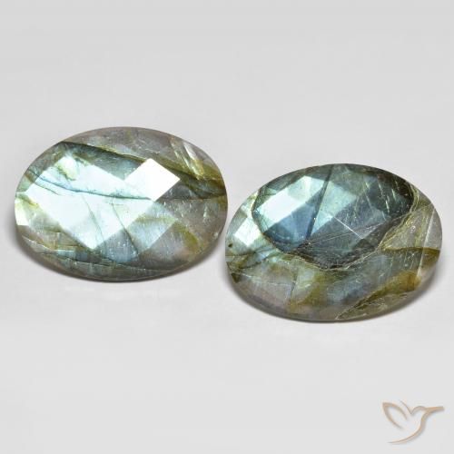 32.94ctw Naturel Multicolore Labradorite, ovale, Translucide
