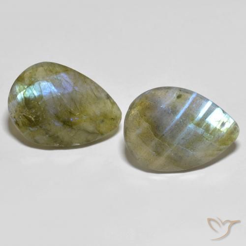 14.77ctw Naturel Multicolore Labradorite, En forme de poire, Translucide