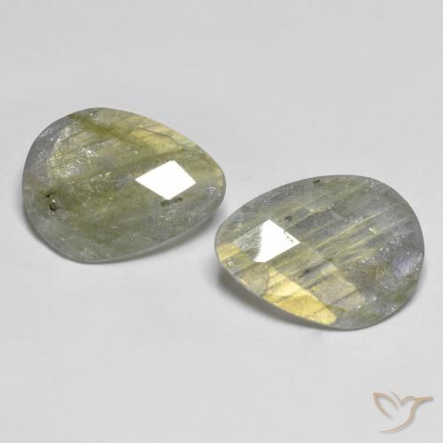 9.34ctw Naturel Multicolore Labradorite, En forme de poire, Translucide