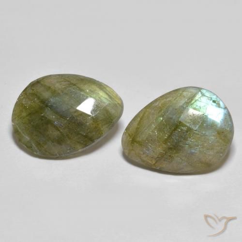 11.38ctw Naturel Multicolore Labradorite, En forme de poire, Translucide