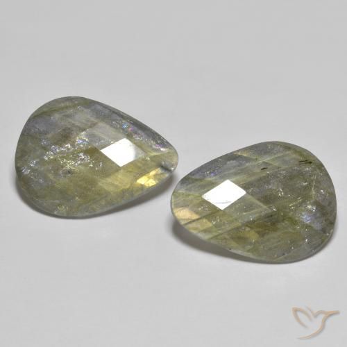 18.15ctw Naturel Multicolore Labradorite, En forme de poire, Translucide