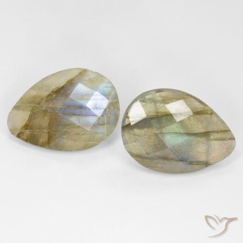 13.52ctw Naturel Multicolore Labradorite, En forme de poire, Translucide