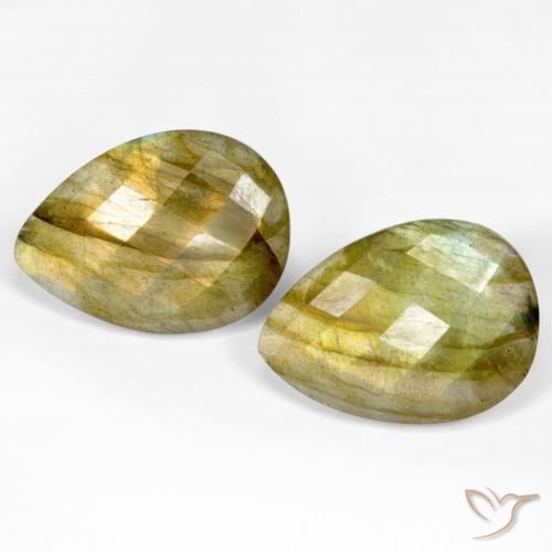 21.21ctw Naturel Multicolore Labradorite, En forme de poire, Translucide
