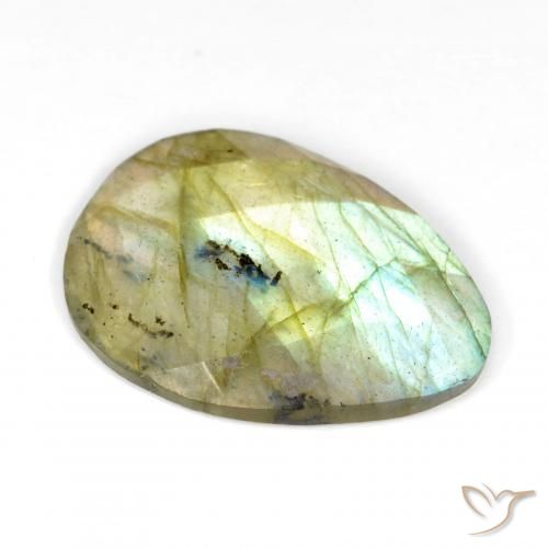 Labradorite Multicolore naturelle En forme de poire, 7.84 ct, Translucide