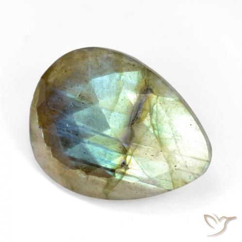 9.87ct Naturel Multicolore Labradorite, En forme de poire, Translucide
