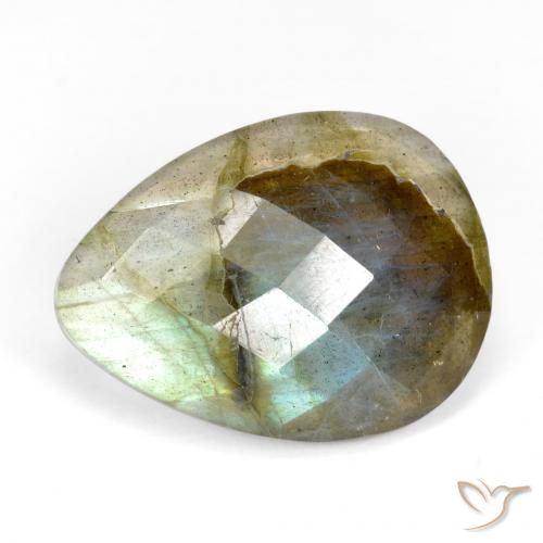 Labradorite Multicolore naturelle En forme de poire, 9.87 ct, Translucide