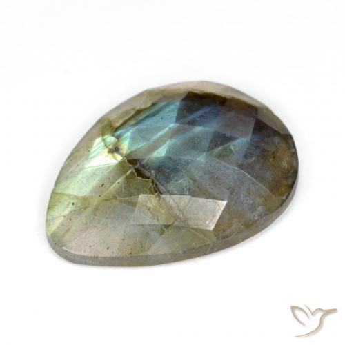 Labradorite Multicolore naturelle En forme de poire, 9.87 ct, Translucide