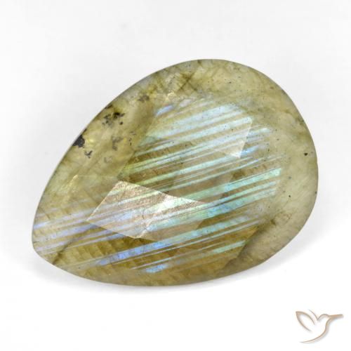 Labradorite Multicolore naturelle En forme de poire, 9.93 ct, Translucide