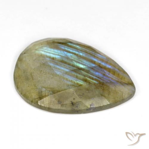 Labradorite Multicolore naturelle En forme de poire, 9.93 ct, Translucide