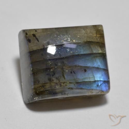 Labradorite Multicolore naturelle Carré, 8.93 ct, Translucide