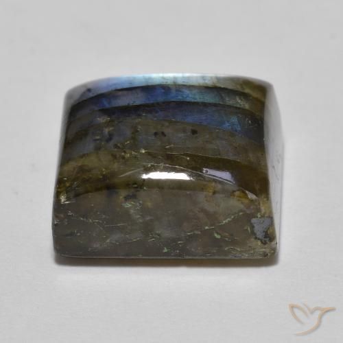 Labradorite Multicolore naturelle Carré, 8.93 ct, Translucide