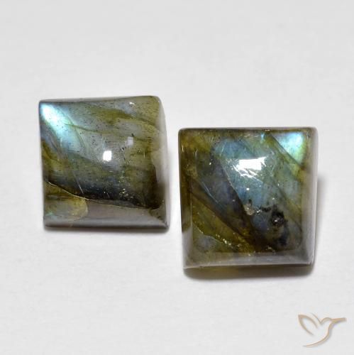 4.02ctw Naturel Multicolore Labradorite, Carré, Transparent