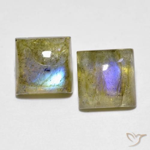 3.96ctw Naturel Multicolore Labradorite, Carré, Transparent