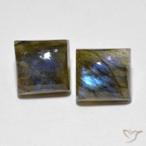 4.02ctw Naturel Multicolore Labradorite, Carré, Transparent