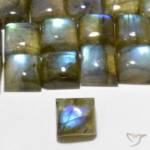 1.46ct Naturel Multicolore Labradorite, Carré, Translucide