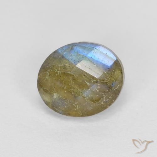 Labradorite Multicolore naturelle ovale, 1.26 ct, Translucide