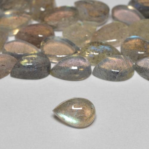 Labradorite Multicolore naturelle En forme de poire, 0.44 ct, Transparent