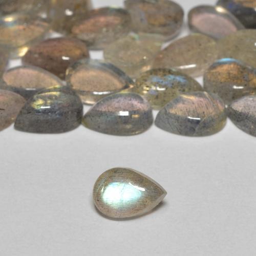 Labradorite Multicolore naturelle En forme de poire, 0.44 ct, Transparent