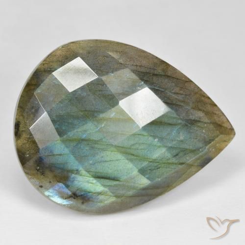 Labradorite Multicolore naturelle En forme de poire, 49.73 ct, Opaque