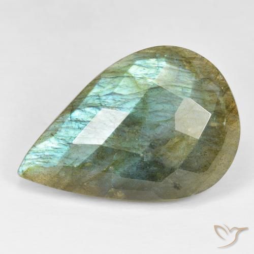 25.05ct Naturel Multicolore Labradorite, En forme de poire, Opaque