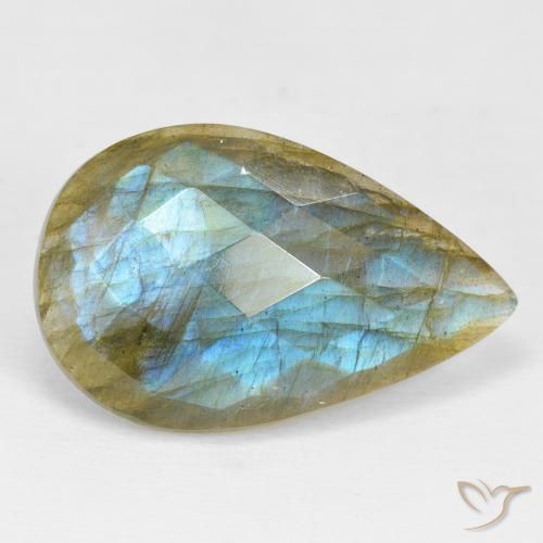 17.99ct Naturel Multicolore Labradorite, En forme de poire, Opaque