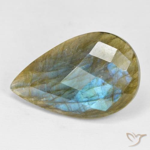 Labradorite Multicolore naturelle En forme de poire, 17.99 ct, Opaque