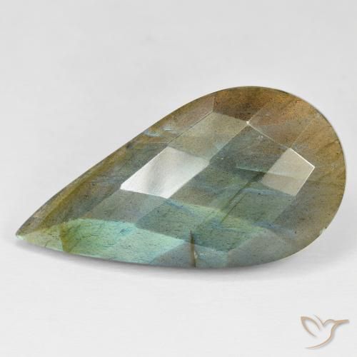 31.85ct Naturel Multicolore Labradorite, En forme de poire, Opaque