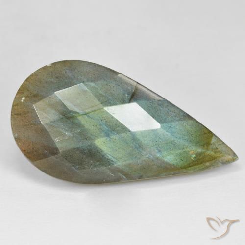Labradorite Multicolore naturelle En forme de poire, 31.85 ct, Opaque