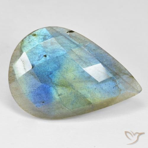 28.45ct Naturel Multicolore Labradorite, En forme de poire, Opaque