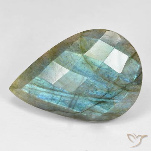 31.15ct Naturel Multicolore Labradorite, En forme de poire, Opaque