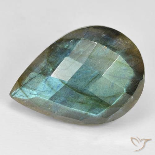 24.15ct Naturel Multicolore Labradorite, En forme de poire, Opaque